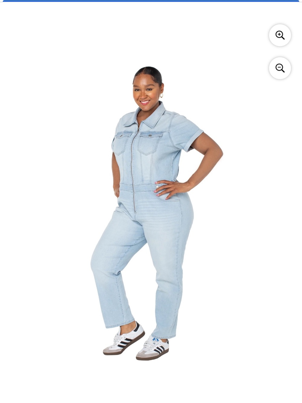 Celebrity Pink Light Blue Denim Jumpsuit for Women
